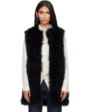 Yves Salomon Turkey Feather Vest - Black