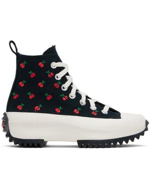 Converse Run Star Hike Platform Cherries High Top Trainers - Black