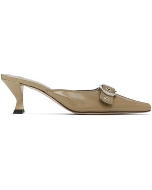 BY FAR Taupe Evelyn Glossed Nappa Leather Heels - Black