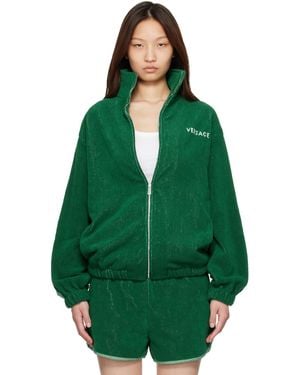 Versace Cotton-Terry Jacquard Zip Jacket - Green