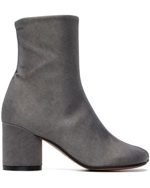 MM6 by Maison Margiela Satin Anatomic Ankle Boots - Grey