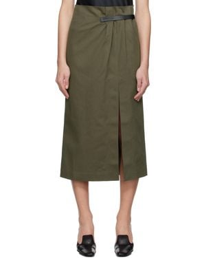 JW Anderson Khaki Strap Detail Slit Midi Skirt - Green