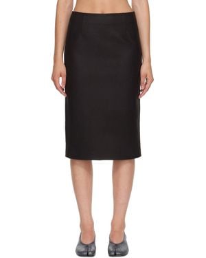 MM6 by Maison Margiela Wool Felt Midi Skirt - Black