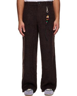 Song For The Mute Burgundy Comfy Wool Wide Leg Trousers - Black