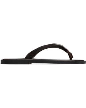 AURALEE Leather Tong Flip-Flops - Black