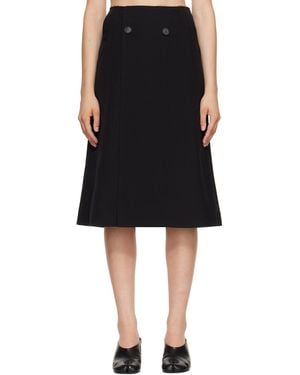 MM6 by Maison Margiela Jupe Midi Noire À Double Boutonnage