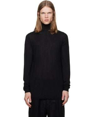 Rick Owens Col Roulé Noir À Couture Horizontale Aux Épaules