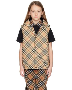 Burberry キッズ｜ベージュ チェック ベスト - オレンジ