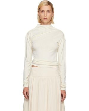 LE17SEPTEMBRE Off- Wool Blend Draped Knit T-Shirt - Natural