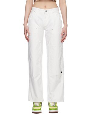 A Bathing Ape Pantalon Blanc À Logos