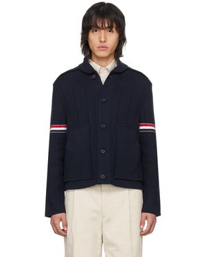 Thom Browne Thom E ネイビー ショールカラー ジャケット - ブルー