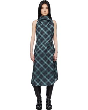 Pushbutton Halter Sleeveless Midi Dress - Black