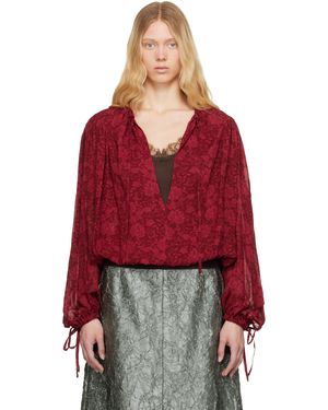 Dries Van Noten レッド プリント ブラウス