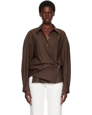 Lemaire Straight Collar Twisted Shirt - Brown
