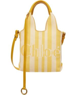 Chloé Off- Mini '' Stripy Tote - Yellow