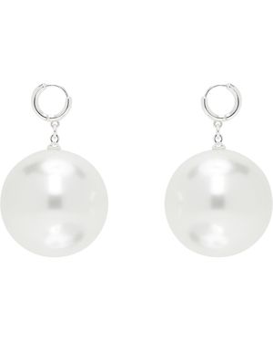 Sandy Liang Boucles D'Oreilles À Perle Artificielle - Blanc