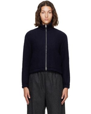 Jil Sander High Neck Zip-Up Cropped Jacket - Blue