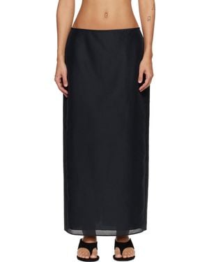 LE17SEPTEMBRE Sheer Structured Midi Skirt - Black