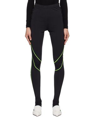 Pushbutton ブラック コントラストステッチ レギンス