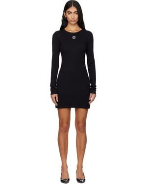 Marine Serre Moon Logo Ribbed Jersey Minidress - Black