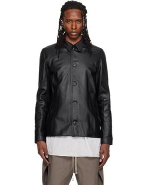 Rick Owens Buttoned Brad Leather Jacket - Black
