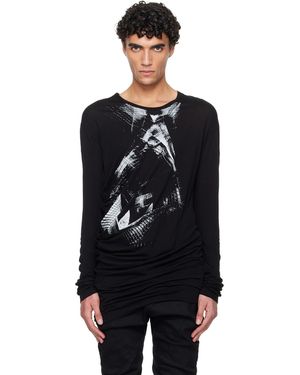 Julius Numinous Print Curved T-Shirt - Black