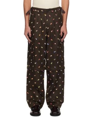 vowels Linen Convertible Cargo Pants - Black