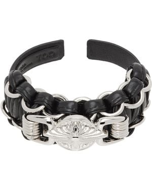 Toga Leather Braid Bangle Bracelet - Black