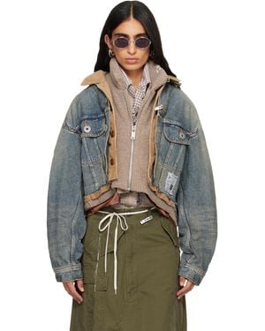 Maison Mihara Yasuhiro Blouson Étagé Bleu En Denim