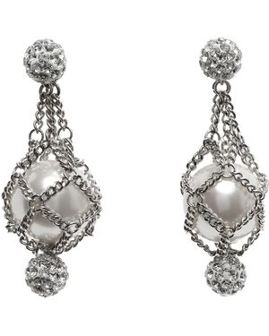 Givenchy Silver Pearling Crystal Earrings - Metallic