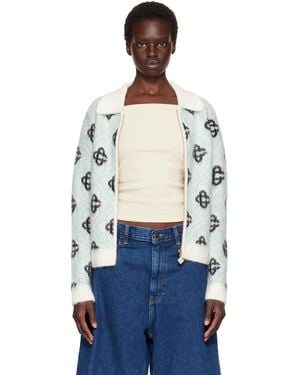 CASABLANCA Mohair Zip Cardigan - Blue