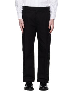 Thom Browne Washed Cotton Utility Chino Cargo Pants - Black