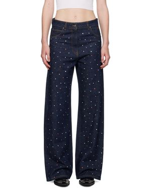 MSGM ブルー スタッズ ワイドレッグジーンズ