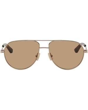 Bottega Veneta ゴールド メタル Split パイロット サングラス - ブラック