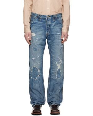 RRL Straight Fit Brayton Distressed Jeans - Blue
