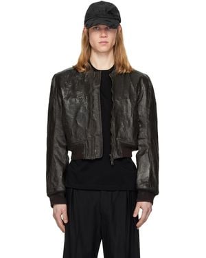 Det Blev Sent Locust Crack Waxed Denim Bomber Jacket - Black