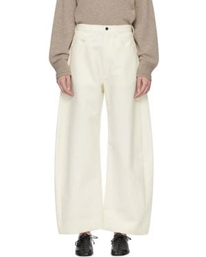 Ssstein Off- Double Weave Cotton Round Pants - Natural