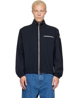 Moncler Blouson Court Fourioun Bleu Marine En Coton Mélangé