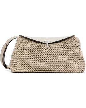 TOTEME T-Lock Woven-Leather Clutch - Black