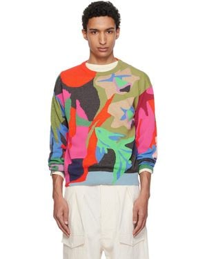 Paul Smith 'River Collage' Knitted Cotton Jumper - Red
