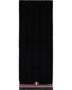 Thom Browne Cable Stitch Rwb Stripe Pocket Scarf - Black