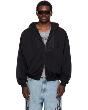 Vetements Big Biker Cross Zip-Up Hoodie - Black