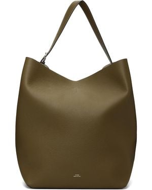 TOTEME Belted Grained-Leather Tote - Green