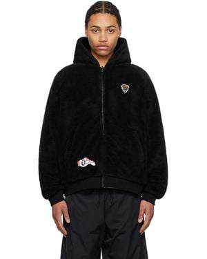 Aape By A Bathing Ape Moonface Logo Zip-Up Reversible Hoodie - Black