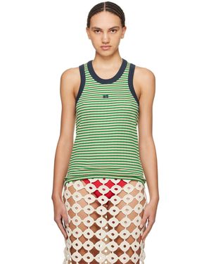 Wales Bonner Green Striped Knitted Tank Top - Women's - Supima Cotton/elastane