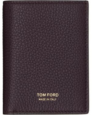 Tom Ford Burgundy Grain Leather Folding Card Holder - Multicolour