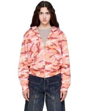 A Bathing Ape Glitch Woodland Camo Shark Full Zip Hoodie - Red