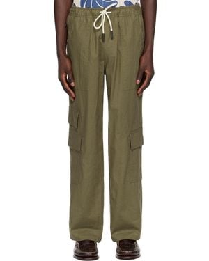 Oas Khaki Drawstring Cargo Trousers - Green