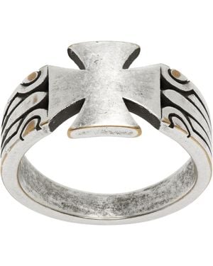 Vetements Biker Cross Pattern Ring - Metallic