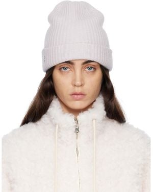 Yves Salomon Grey Logo Beanie - White